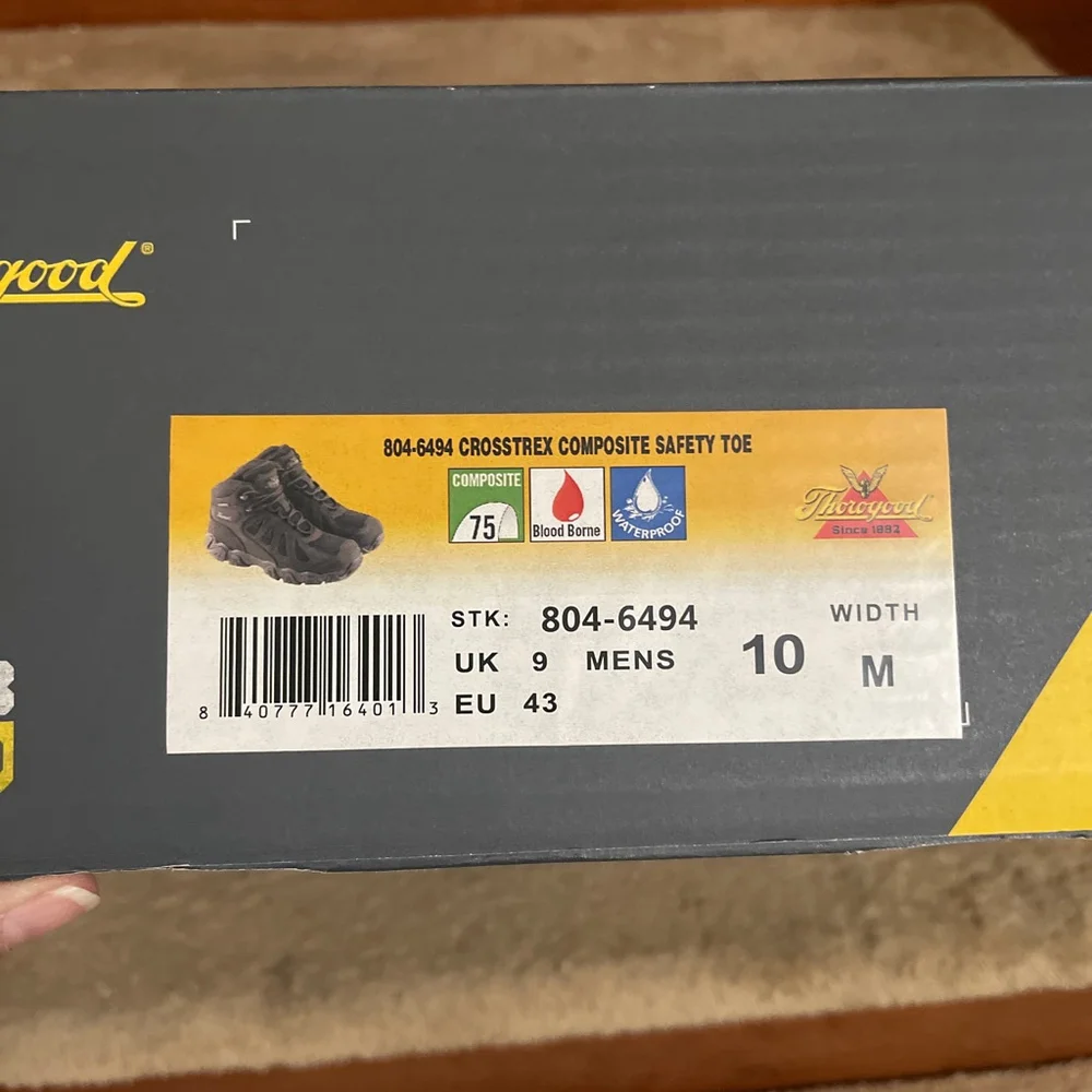 NWB Thorogood Black Composite Safety Toe Boots Men’s Size 10